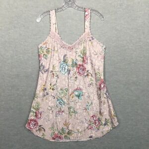 Vintage Sleep Solutions M Satin Floral Slip Dress Chemise Lace Colorful Rose 90s